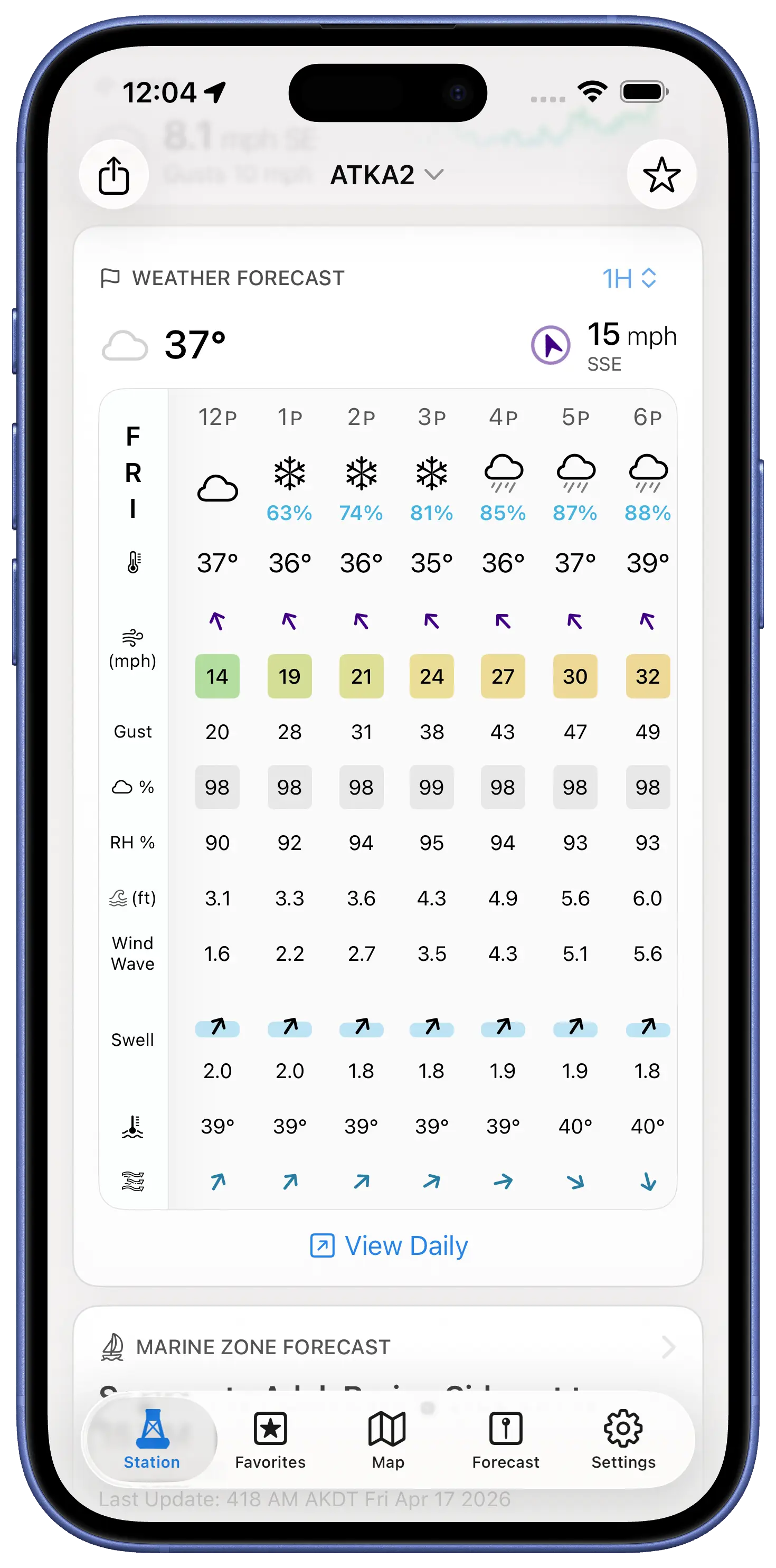 BuoyPro marine forecast screenshot